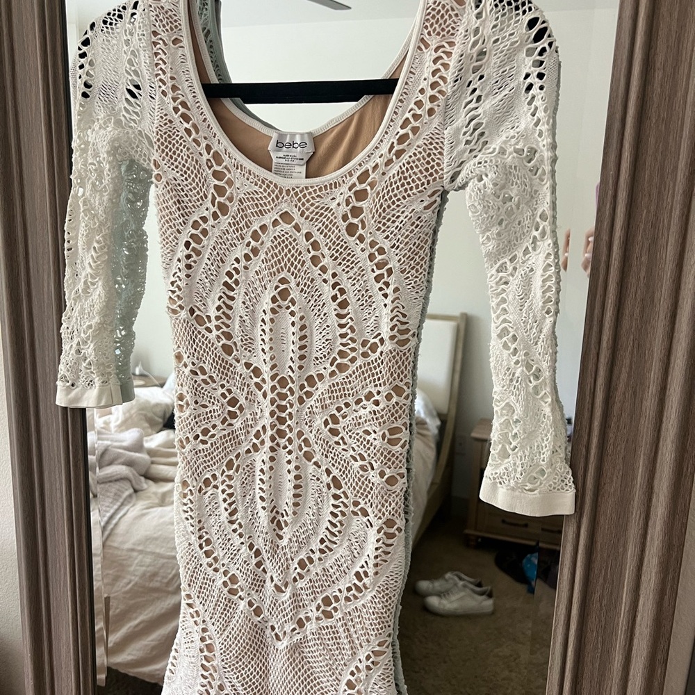 Vintage Bebe White Lace Dress